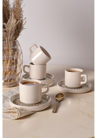 Resim Keramika Timeless Brown Stackable Çay Takımı 8 Parça 4 Kişilik 21973 Krem 
