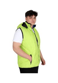 Resim Mode Xl Büyük Beden Erkek Kapüşonlu Fermuarlı Şişme Yelek U24700 Koyu Yeşil 