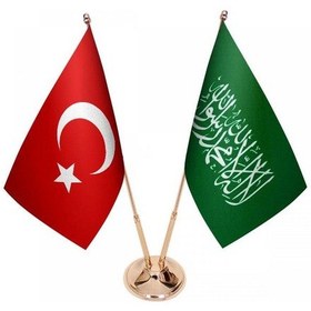 Resim Masa Üstü Yeşil Kelimei Tevhid Bayrağı Türk Bayrağı İkili Pirinç 