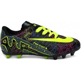 Resim Walked Siyah Sarı Çorapsız Dişli Halı Saha Krampon Futbol Ayakkabısı Siyah 