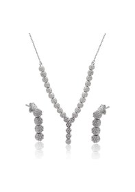 Resim Zirkon Taşlı Yuvarlak Model 925 Ayar Gümüş İkili Set 201024691 Gümüş 