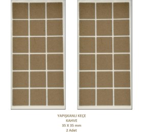 Resim Adilon Zemin Koruyucu 35 x 35 mm Kahve Keçe, Ses ve Çizik Önleyici Kahve Mobilya Keçesi (2 Adet) 