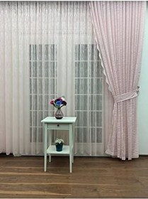 Resim Kendinden Desenli Etek Ucu Desenli Tül Perde, 500x260, Seyrek Pile, 1/2 