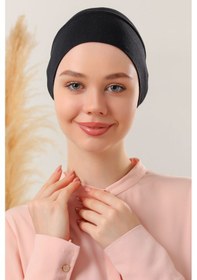 Resim Melodi Scarf Kadın Tesettür Pratik Hazır Geçme Bone Geçmeli Bone Siyah Siyah-siyah Siyah 