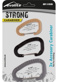 Resim Evolite Strong 3'Lü Karabina Seti - Gri Siyah Bej Çok Renkli 