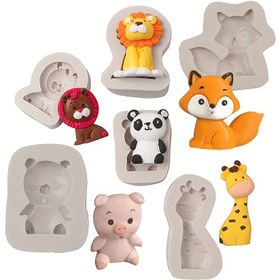 Resim 1parça Karikatür Hayvan Silikon Kalıp DIY El Sanatları için - Geyik, Tilki, Aslan, Panda, Domuz - Yaratıcı Reçine Döküm Kalıbı Takı Yapımı, El Sanatları Malzemeleri 