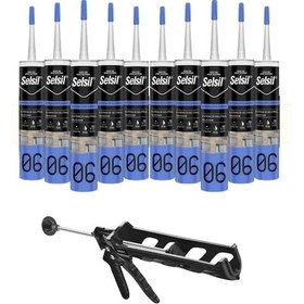 Resim Selsil Nötr Cephe Silikonu 300 Ml Şeffaf 10 Adet , Plastik Tabanca Şeffaf 