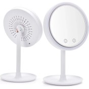 Resim Xhang Vanity Ayna Fan 3 In 1 LED Mirrormagnifiing Ayna Yapmak 180 Derece Rotasyon Ayrılabilir Masa Aynası Ev Seyahati | Banyo Aynaları 