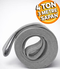 Resim Badem10 Sapan Polyester Spanzet 4 Ton 3 Metre Gri Sağlam Yük Kaldırma Taşıma İndirme Halat 