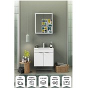 Resim Biani Fix Loft 65 Cm Banyo Dolabı,Seramik Lavabolu, Aynalı,Lavabo Dahil,Mdf,Mat Beyaz 