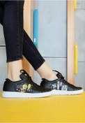 Resim Kadın Vegan Deri Siyah Sneakers - Best of Tweety and Sylvester Tasarım 