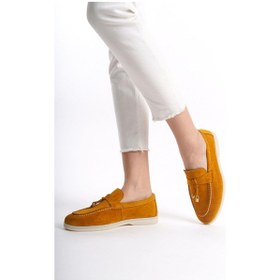 Resim Mubiano Hakiki Deri Collection Kadın Süet Loafer & Babet Hardal -mckry1410-hrd Hardal 