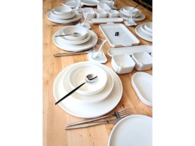 Resim Casa De Bella 124 Parça Modern ve Sade Tasarımlı 12 Kişilik Yemek ve Kahvaltı Takımı – Şık Sofralar İçin 