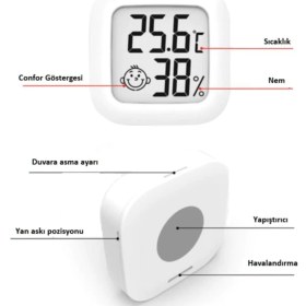 Resim Digital LCD Termometre - Akıllı Sıcaklık ve Nem Ölçer - Pembe - Anlık Takip Özelliği 