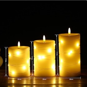 Resim 3'lü Led Mum Seti, Uzaktan Kumandalı, Sürekli Aydınlatma Ve Parıltı Modu, 5 Seviye Parlaklık, 2-4-6-8 Saat Zamanlayıcı, 80mm Çap, 100-125-150mm Boy, 2xaa Pil Pil Yok Renkli Renkli 
