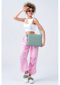 Resim Omuz Askılı Notebook Çanta Tablet Laptop Kılıfı 13"-14" Kapitone Deri Mint Yeşili Renkli 