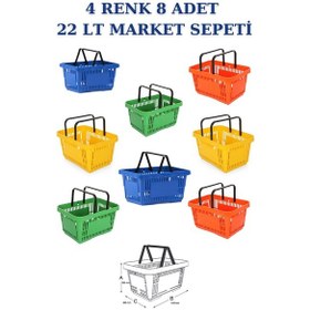 Resim 8 adet 22Litre Market ve Alışveriş Sepeti, Saplı Market Sepeti R4 