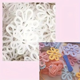 Resim 12 Adet Çiçek Şeklinde Plastik Dokuma Tezgahları - DİKKAT: Örgü ve Yün Elyafı Çantası Aksesuarları, El Yapımı Yarn Craft Dekorasyon Aletleri 