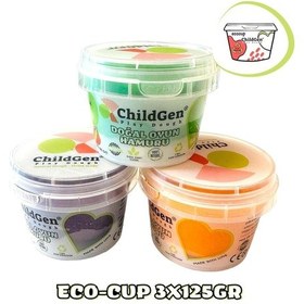 Resim Doğal Oyun Hamuru - Eco Cup- 3'lü Ara Renkler Mor - Yeşil - Turuncu 3x125gr 