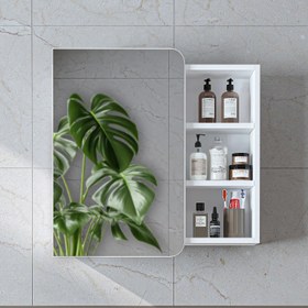 Resim Aynalı Banyo Dolabı - Likya - Beyaz / 70 Cm 