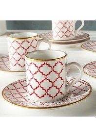 Resim Regna Home Harmony Luna Kırmızı 6 Kişilik Kahve Fincan Tak 