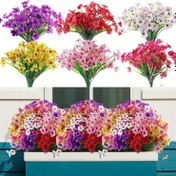 Resim 12 Demet Dış Mekan Yapay Ayçiçeği ve Menekşe UV Dirençli Solma Karşıtı Karışık Renk Suni Çiçek Buketi, Bahçe, Düğün, Tatil, Ev Dekorasyonu, İç ve Dış Mekan Asılabilir Sepet Süslemesi için Uygun, Pencere Kenarı, Veranda, Saksı Süsleme için Mükemmel Anti-Ultraviyole Yapay Çiçekler 