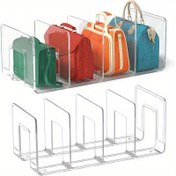 Resim Set of 4/2, Dolaplar, Banyolar ve Ofisler için 4 Şeffaf Akrilik Dolap Bölücüleri ile - Ev, Yurt ve Çalışma Alanının Verimli Düzenlenmesinde Kompakt Alan Tasarrufu Sağlayan Raf Bölücüleri 