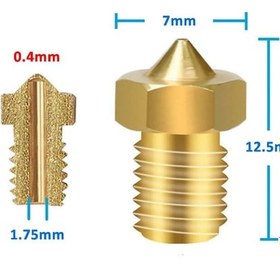 Resim 0.4mm X 1.75mm M6 Prinç Nozzle 3d Yazıcı Printer 1.75mm Filament Uyum Mk8 Cr-10 Cr-10s Ender 