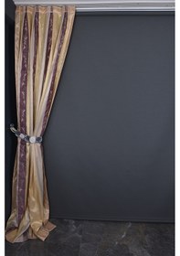 Resim Saten 750 Model Vizon Renk Tek Kanat Pileli Fon Perde 75 260 Cm Vizon 