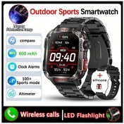 Resim Sunshine022 Siyah Çelik Kayış + Siyah Kauçuk Outdoor Akıllı Saat Pusula Spor Egzersiz Kaydı Hava Durumu Bilgi Hatırlatıcı Kablosuz Çağrı Led Fener Ip68 Su Geçirmez 600mah Pil Diğer 