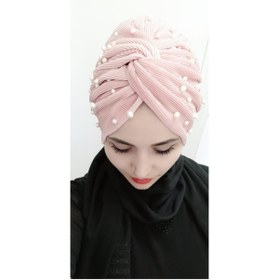 Resim BAV Butik Ayvitrin Pliseli Incili Düğüm Bone Gül Kurusu 