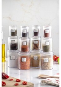 Resim 12'li Barok Yuvarlak 3 Boy Kavanoz Seti &amp Saklama Kabı &amp Erzak Kabı 4 1000 Ml, 4 500 Ml,4 250 Ml Şeffaf 