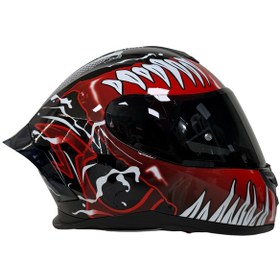 Resim Rivox R1 Venom Kapalı Motosiklet Kaskı Beyaz Kırmızı Siyah 