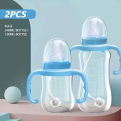 Resim 2 adet Bebek Besleme Şişesi, 240ML+150ml Büyüme Şişe Seti PP Malzeme, Isıya Dayanıklı, BPA İçermez, Saplı ve Yerçekimi Pipetli, 1 Değiştirilebilir Emzik Dahil, Yenidoğanlar için Mükemmel Hediye, 0-3 Yaş Arası Bebekler için Uygun 