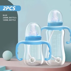 Resim 2 adet Bebek Besleme Şişesi, 240ML+150ml Büyüme Şişe Seti PP Malzeme, Isıya Dayanıklı, BPA İçermez, Saplı ve Yerçekimi Pipetli, 1 Değiştirilebilir Emzik Dahil, Yenidoğanlar için Mükemmel Hediye, 0-3 Yaş Arası Bebekler için Uygun 