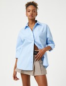 Resim Oversize Gömlek Pamuklu Uzun Kollu Cep Detaylı 