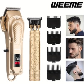 Resim Erkekler için Weeme Profesyonel Şarj Edilebilir Saç Kesme Makinesi Seti - USB Şarj, Lityum Pil, T-Şekilli Kablosuz Trimer, Sakal, Yüz ve Vücut İçin Aksesuarlar, Ev ve Salon Kullanımı İçin İdeal, Makas Trimer|Şık Tasarım|USB Şarj, Makas Trimer 