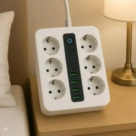 Resim Die Grup Akıllı Çoklu Priz, 6 Priz + 4 USB Çıkışı 