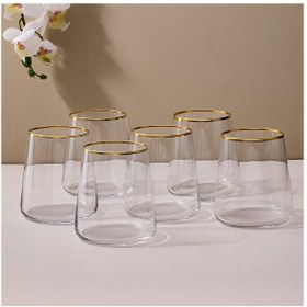 Resim Sandro Moreno Dolce Vita Su Bardağı 6 Lı 380 Ml Altın File Altın - Şeffaf 