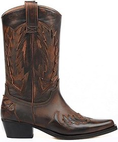 Resim Kahverengi Deri Kadın Kovboy Çizmesi (Kızıl) 