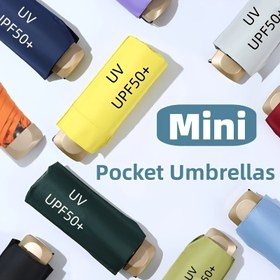 Resim Mini Güneş Şemsiyesi Küçük Katlanır Cep Şemsiye Çift Kullanımlı Vinil Katlanabilir UV Koruma Güneşlik Kapsül Dış Mekan Güneşlik 