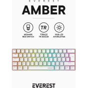 Resim Everest Amber Type-C Bağlantılı Rgb Ledli Mekanik Gaming Oyuncu Klavye Q Red Switch 