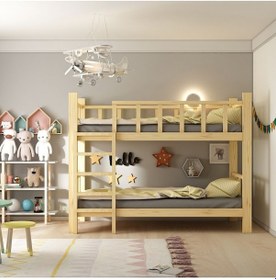 Resim Woody Montessori Yatak Ranza Doğal Ahşap 