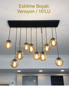 Resim Lamp24 Dali Serisi 10’lu Eskitme Boyalı Yemek Masası Avizesi 