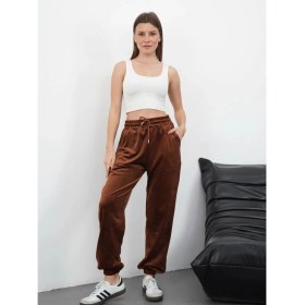 Resim Luord-Store Paça Lastikli Kadife Eşofman Kahve MD34 