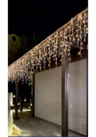 Resim Ip65 2mt Saçak 152led Amber Beyaz Kablolu 6500k Çakarlı Yılbaşı 