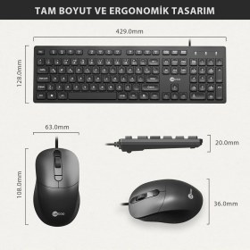 Resim Senal Store Lenovo CM102 USB Kablolu Türkçe Q Klavye & Mouse Set Siyah 