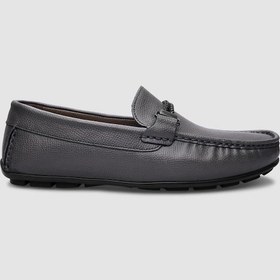 Resim %100 Hakiki Deri Gri Tokalı Erkek Loafer-gri Gri 