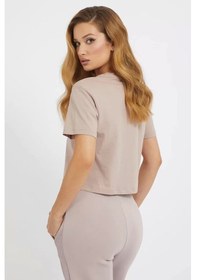 Resim Guess Adele Crop Kadın Pembe T-shirt Pembe 