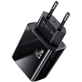Resim Usams US-CC133 T40 20W QC3.0+PD Type-C+USB Dijital Göstergeli Hızlı Şarj Başlığı Siyah 